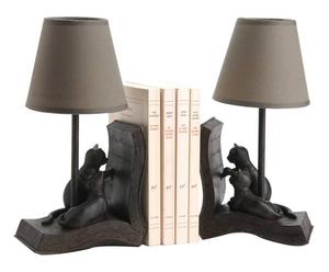 2 Serre-livres lampes Polyrésine et Coton, Noir - H31