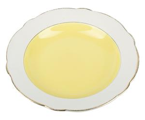 Plat de service Porcelaine, Blanc et jaune - Ø29