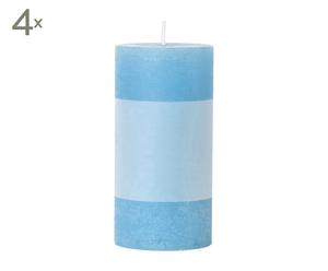 4 BOUGIES CYLINDRIQUES PARAFFINE, TURQUOISE - 174 G