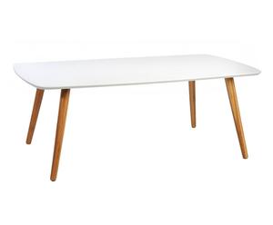 Table basse bambou, naturel et blanc – Ø100
