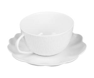 Tasse à thé et Soucoupe Porcelaine, Blanc - H10