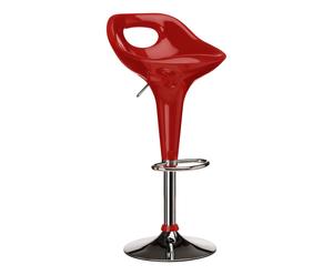 Chaise de bar Plastique ABS et Métal chromé, Rouge et argenté - Hauteur réglable