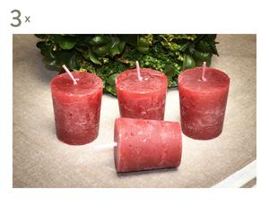3 Coffrets de 4 bougies paraffine, Rouge - H5