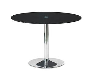 Table inox et verre, Argenté et noir – Ø110