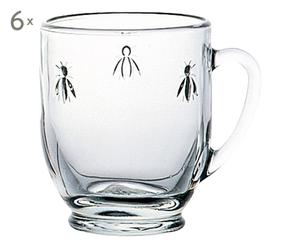 6 Mugs verre, transparent - H11