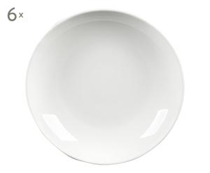 6 Assiettes à couscous porcelaine, blanc - Ø26