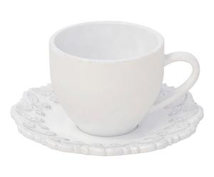 Tasse et sous-tasse à thé CANDICE, blanc - H10