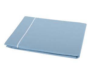 Drap plat INFI percale de coton, bleu ciel et blanc - 180*300