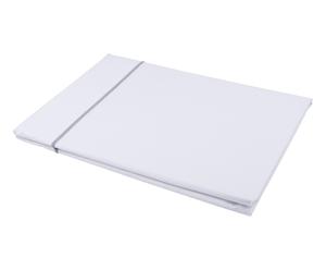 Drap plat WHY percale de coton, blanc et gris - 180*300