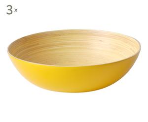3 Assiette-bols SOLO bois de bambou, jaune - Ø23