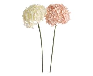 2 Fleurs artificielles HYDRANGEA, rose et crème - H66