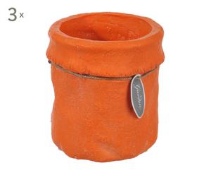 3 Cache-pots céramique, orange - Ø11