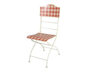 Chaise pliante étain, blanc et rouge - L38