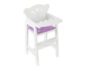 Chaise haute pour poupée, blanc et violet - H58
