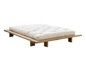 Cadre de lit et futon JAPAN pin et coton, miel et écru - 140*190