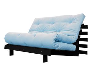 Canapé-lit ROOTS pin et coton, bleu clair et wengé - L140