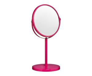 Miroir de maquillage pivotant métal et verre, rose - Ø18