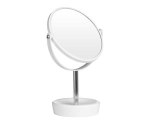 Miroir de maquillage pivotant métal et verre, blanc - Ø20