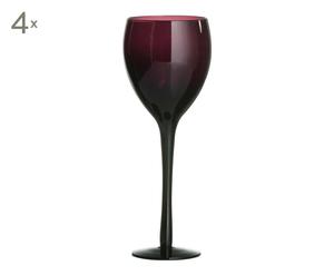 4 Verres à vin verre, violet - H23