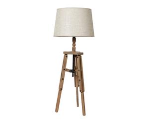 Lampe trépied, bois et toile, naturel et blanc - H80