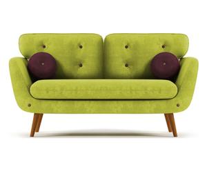 Canapé bois de bouleau et polyester, vert et naturel - L140