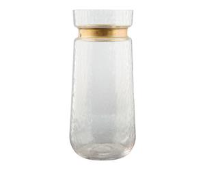 Vase, transparent et cuivré - H30