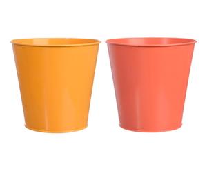 2 Cache-pots, orange et corail - Ø18