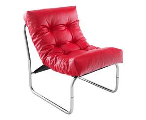 Fauteuil lounge, rouge et argenté - L60