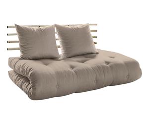 Canapé lit SHIN SANO pin et coton, marron et naturel - L140