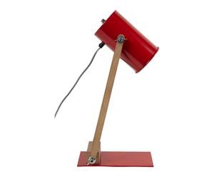 Lampe de bureau, rouge brillanet et naturel - H45