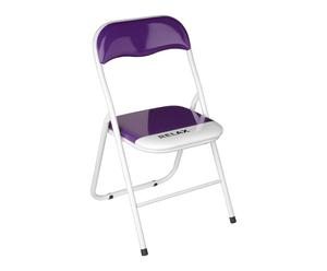 Chaise pliante RELAX métal, violet et blanc - L44