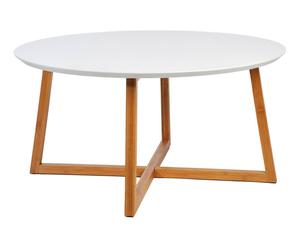 Table basse bambou, naturel et blanc – Ø80