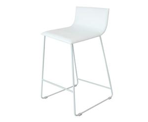 Chaise haute Acier et cuir écologique, Blanc – H86