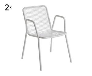 2 fauteuils Acier, Blanc - L63