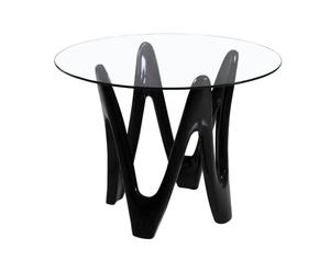 Table d'appoint Rik Plastique et verre, Noir - Ø100
