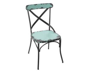 Chaise Métal, Noir et turquoise - L45