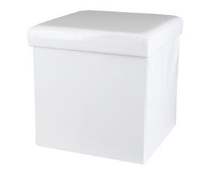 pouf conteneur avec couvercle Cuir Synthétique, Blanc - L38