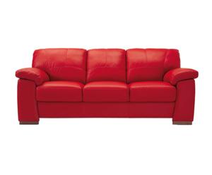 Canapé cuir, rouge – 3 places