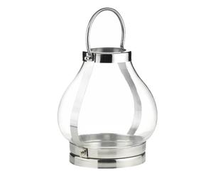 Lanterne inox, argenté et transparent - H31