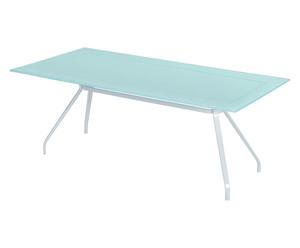 Table Aluminium et Verre, Blanc et transparent - L200