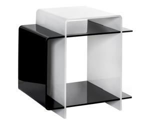 Table de chevet TAVO plexiglas, blanc et noir - L45