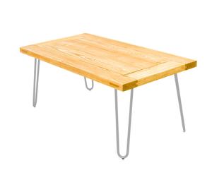 Table basse épicéa et acier, Naturel et gris - H45