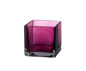Vase carré verre, prune - H10