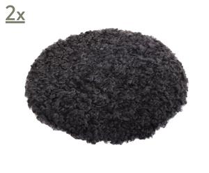 Set di 2 cuscini coprisedia in lana di pecora Jill nero - D38 cm