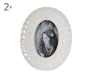 set di 2 cornici portafoto in porcellana madeleine - 20x26 cm