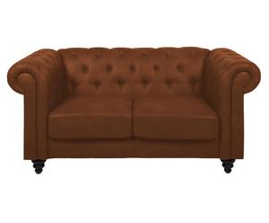 divano a 2 posti stile chester in pelle DIVINA marrone - 164x78x88 cm