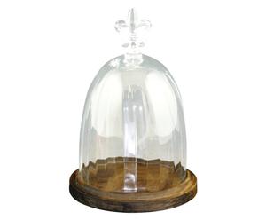vassoio per torta con coperchio in vetro e legno - 18x27 cm