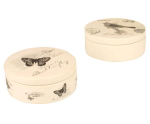 Set di 2 scatole in pietra Bird&Butterfly III - 10x4 cm