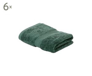 set di 6 asciugamani viso in cotone pettinato Ashbury verde scuro - 90x50 cm
