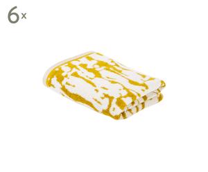 set di 6 asciugamani viso in cotone Harlequin people giallo - 50x100 cm